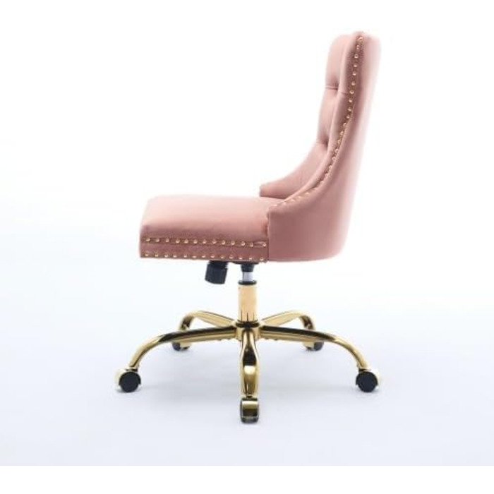 М&39яке рожеве офісне крісло з велюровою оббивкою Офісне крісло з регульованою висотою у вінтажному дизайні, золотими акцентами та основою кольору рожевого золота, для жіночних робочих місць та туалетних столиків
