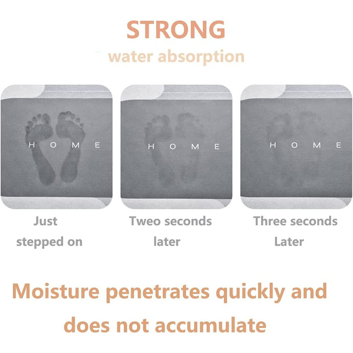 Суперпоглинаючий килимок для підлоги, брудовідштовхувальний килимок для ванної кімнати, комплект з піни з ефектом пам&39яті, нековзний килимок для душу з мікрофібри, квадратний килимок для ванної - чорний, 60 x 90 см