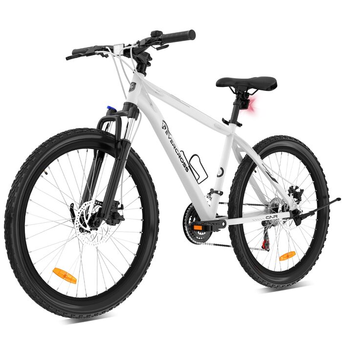 Гірський велосипед EVERCROSS EM3 для дорослих (чоловіків та жінок), 26-дюймовий велосипед, 21-швидкісна система передач, алюмінієва рама з амортизаційною вилкою, всюдихідний велосипед з дисковими гальмами, вантажопідйомність 150 кг