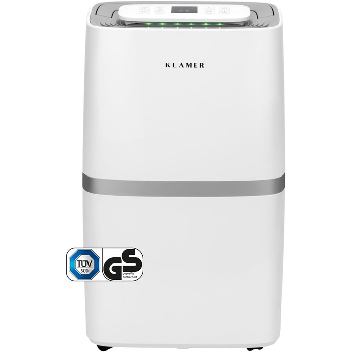 Електричний осушувач KLAMER 20 л, циркуляція повітря 195 м на годину, потужний осушувач повітря в приміщенні 420 Вт, осушувач з єм