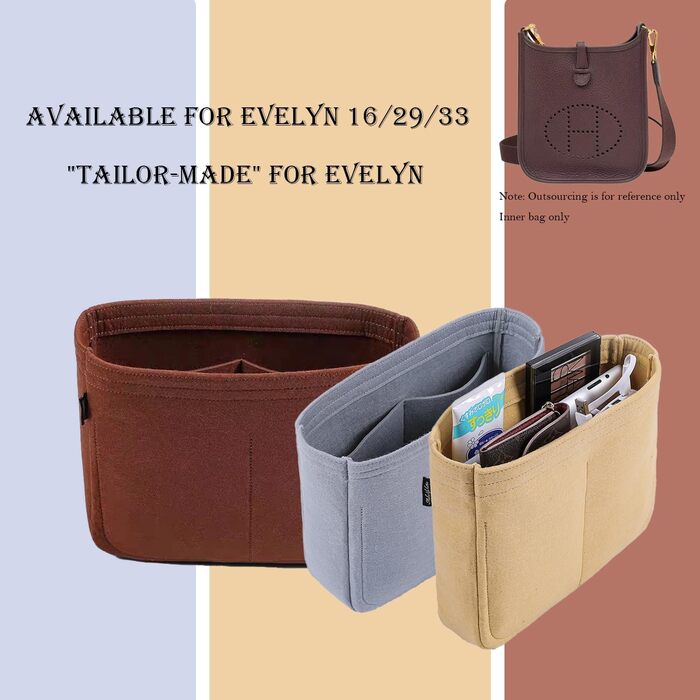 Вставка-органайзер для сумки, вставка-сумка, роздільник для сумки Hermes Evelyne 16/29/33 ((S(5.924.7), Beige)) (S(5.924.7) Beige)