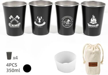 Набір барвистого посуду для кемпінгу, аксесуари для пікніка, кухлі для пригод, харчова нержавіюча сталь 304, полотно, сумка для перенесення в комплекті, зелений