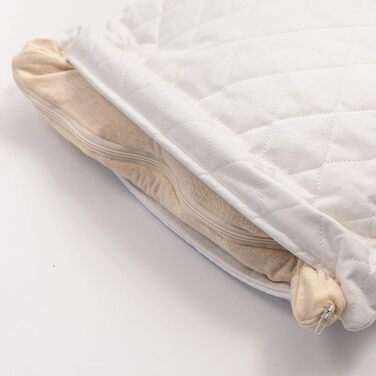 Подушка GIRAFFENLAND з органічного проса 40x80 см, стьобана біла, з додатковою органічною вставкою 40x80 см Plus