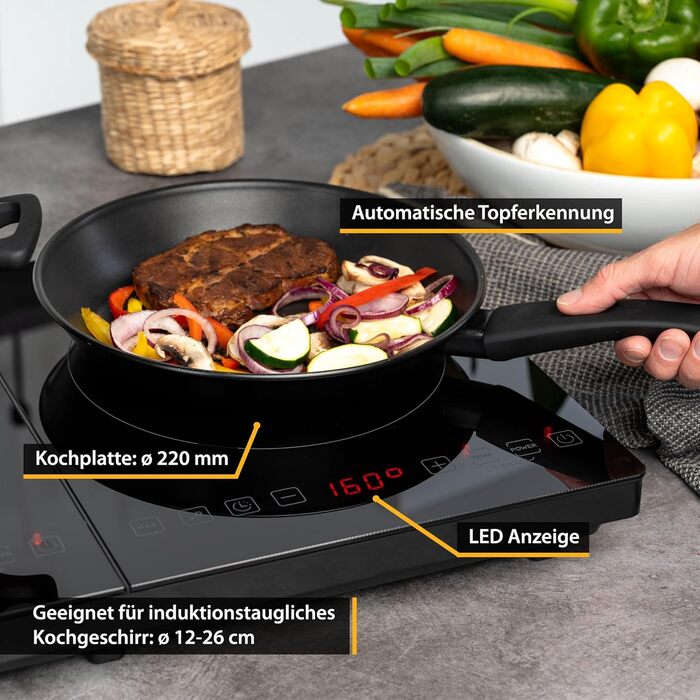 Перша індукційна плита Австрія подвійна 3500 Вт 10-ступінчастий контроль температури Таймер Батьківський контроль Кемпінг Мобільний двомісний чорний