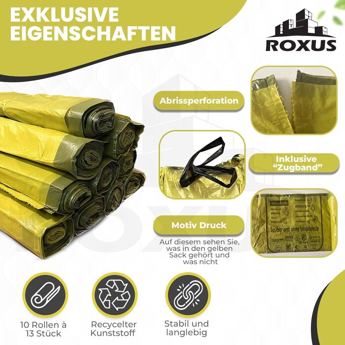 Жовтих пакетів для переробки та відходів, 90 л, 130