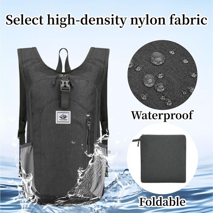 Велосипедний рюкзак-тримач, 15 л / 610 мл пляшка, Надлегкий, Текстиль, Чорний