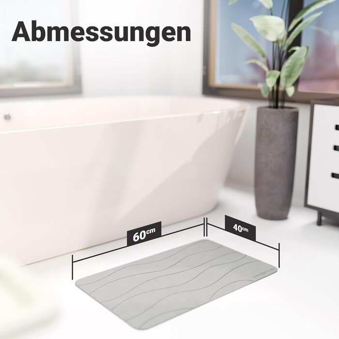 Килимок для ванної Minimism з каменю 60x40 см - Килимок для ванної з діатоміту - Килимок для ванної кімнати з каменю - Камінь Діатоміт - Килимок для душу, що швидко висихає