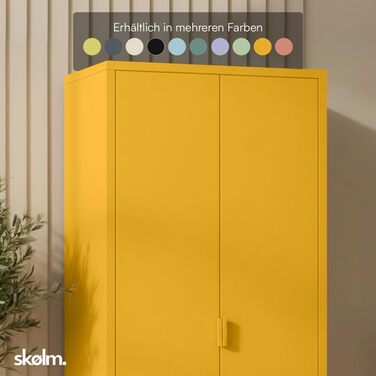 Металева шафа Skølm Ituri, гірчично-жовта Шафа з 6 полицями та 2 рейками для одягу Шафа для передпокою шириною 80 см Шафа для спальні в індустріальному стилі Сталева шафа для вітальні та офісу, гірчично-жовта без шухляд