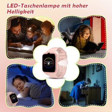 Дитячий смарт-годинник зі слотом для SIM-картки, LBSWiFiGPS-трекер, підтримка 4G, ліхтарик, екстрений виклик SOS, телефонний дзвінок, голосовий чат, шкільний режим, IP67, рожевий дитячий годинник для дівчаток