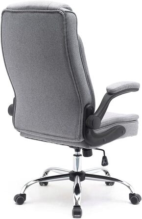 Офісний стілець з тканини Зручний, ергономічний обертовий стілець до 130 кг, зі складними підлокітниками, письмовий стілець з високою спинкою, сірий