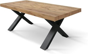 Розсувний стіл Elisa, Стіл для вітальні або кухні, Схрещені ніжки X Чорний, Зроблено в Італії, Рустикальний дуб, 160x90x76 см - id1997 160x90x76 Чорна основа Рустикальний дуб