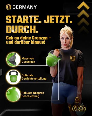Гіря неопренова HQ Germany (оптимальний захист підлоги) 16 кг (діапазон 2-32 кг)