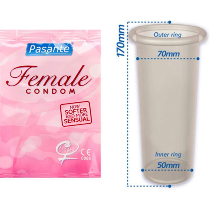 Презервативи Pasante Internal, жіночі презервативи без латексу (femidom) - гіпоалергенні, без гормонів та безпечні для шкіри, 3 шт. и (1 упаковка)