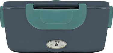 Електричний ланчбокс з підігрівом, портативний контейнер для їжі 1.5 л з нержавіючої сталі, герметичний. 3-в-1 для автомобіля (12V/24V), офісу (220V) та подорожей, з виделкою, ложкою та термосумкою (зелений)