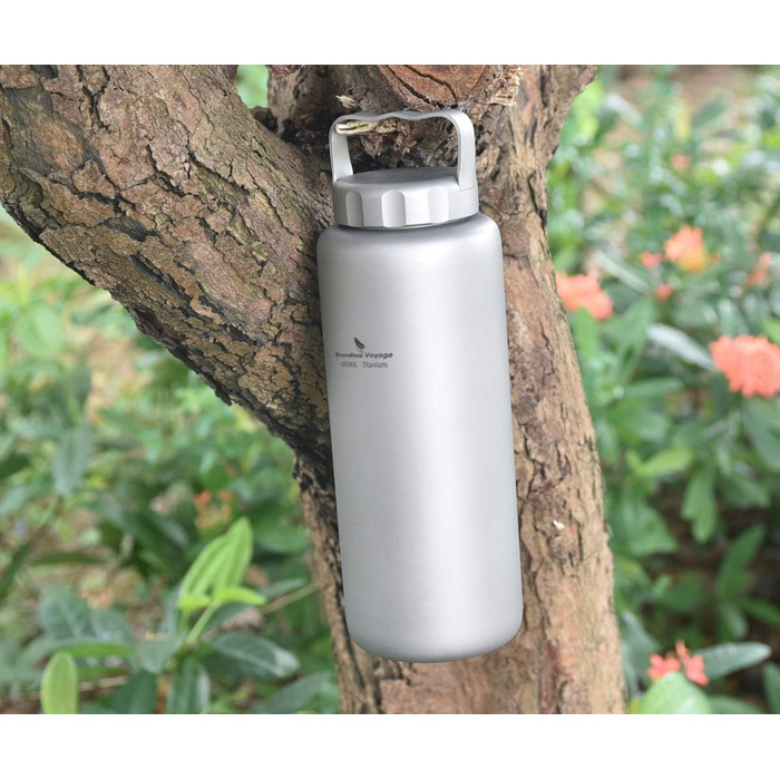 Мл титанова пляшка для кемпінгу, відкритого типу, посуд із широким горлом, легка портативна пляшка для води, велика пішохідна пляшка для пікніка, одношарова питна пляшка з ручкою Ti3006D 1050 мл з ручкою Ti3006d, 1050