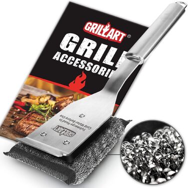 Набір для чищення гриля GRILLART SteamWizards безпечна щітка без щетинок з wymienною головкою та скребком, аксесуари для догляду за BBQ, ідеальний подарунок