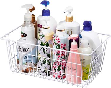 Великі кошики для морозильної камери SANNO, металеві, кошики для зберігання, дротяні кошики, кошики для зберігання на кухні, у коморі, у ванній кімнаті, набір із 3 великих металевих сільськогосподарських продуктів, фруктових продуктів, 3 предмети, білий/р