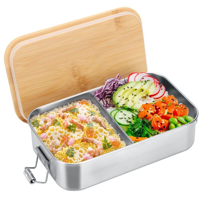 Ланчбокс Cozary з нержавіючої сталі, 1000 мл, для дорослих, з роздільниками, без BPA, герметичний бento-бокс з ущільнювачем для роботи, школи та пікніків