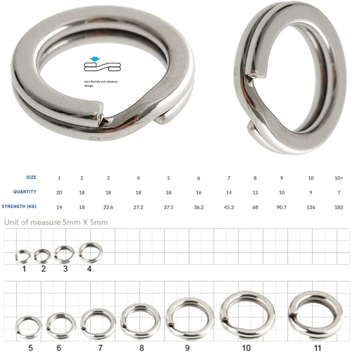 Стопорні кільця BKK Split Ring 51 нержавіюча сталь 8-68 кг - 12 шт.