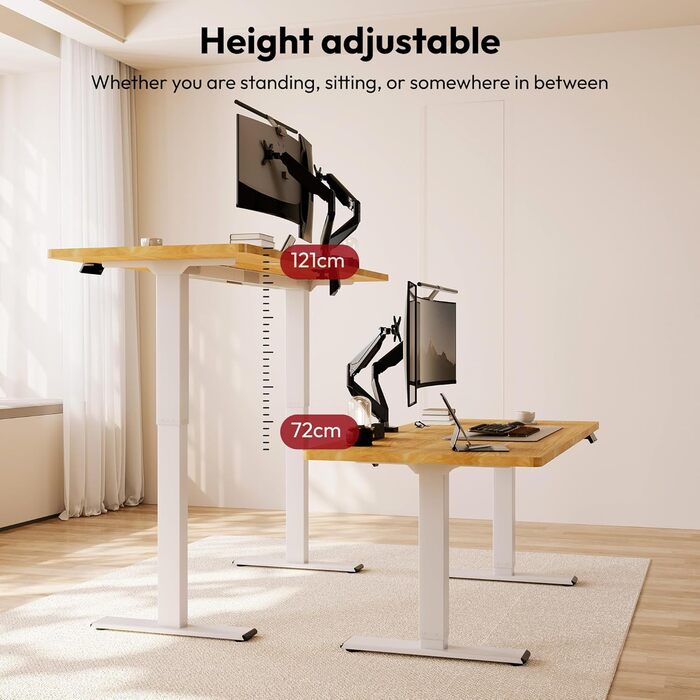 Письмовий стіл з регульованою висотою 18080 см Електричний стіл для роботи стоячи з подвійним двигуном, надзвичайно стабільною рамою та функцією пам&39яті (білийклен) 180 x 80 см клен