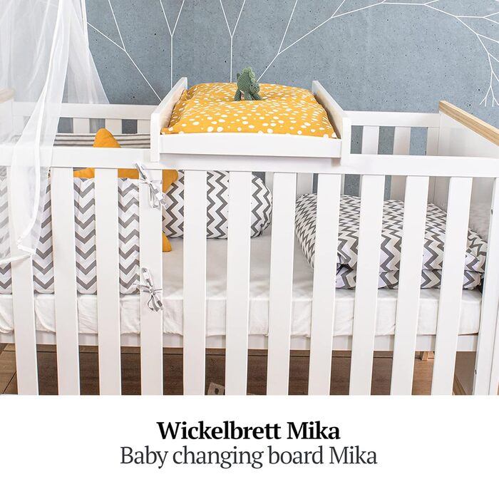 Пеленальна дошка - 87x44,5 см Дерев'яна пеленальна стільниця білого кольору Прикріплений пеленальний килимок для ліжечка Високоякі