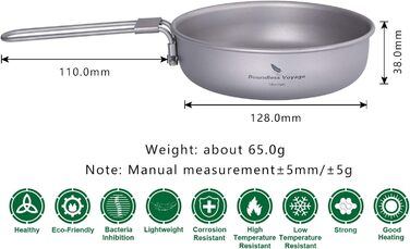 Безмежна подорож Титанова сковорода зі складною ручкою Відкрита кемпінгова сковорода Посуд Титанова сковорода Ti15170B