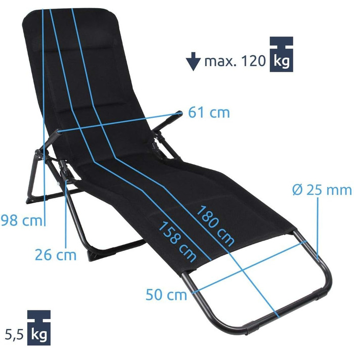 Ваш садовий шезлонг GEAR Lettino 3D, шезлонг для сауни з подушкою, шезлонг із швидковисихаючим 3D-сітчастим чохлом і чохлом для за