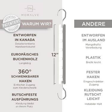 Компактний органайзер для вішалок для одягу MORALVE 4 шт. 6-ярусний органайзер з європейського бука з поворотним гачком на 360 (вішалки не входять до комплекту), білий, 4 шт.
