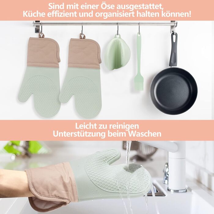 Рукавички для духовки Рукавички для духовки протиковзкі з термостійкими рукавичками для випічки - Набір з 6 кулінарних рукавичок П