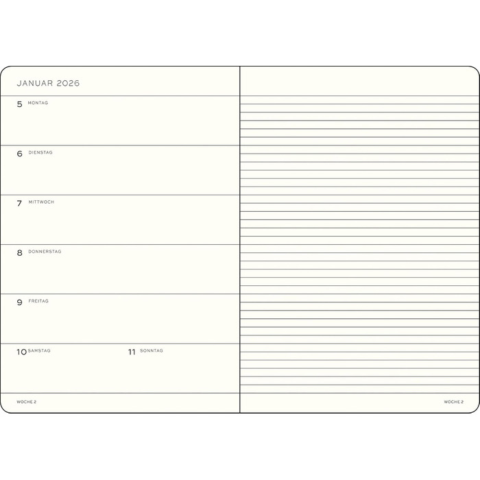 Щотижневий планер та блокнот середнього розміру (A5) 2026, 12 місяців, м&39яка обкладинка, колір Spice Brown, німецький колір Spice Brown, середній розмір (A5), 1917 372502