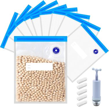 Вакуумні пакети, Вакуумні пакети для зберігання Пакети, Герметичні пакети, 10 шт. 22x28 см Sous Vide Пакети з насосом Морозильні пакети Багаторазові вакуумні вакуумні пакети для приготування їжі Zipper