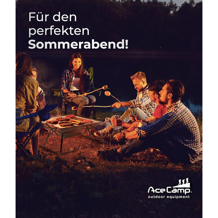 Портативний складаний гриль AceCamp на вугіллі, для кемпінгу, садової вечірки, барбекю, гриль з нержавіючої сталі, (інші розміри), середній, 34 x 36 x 22 см