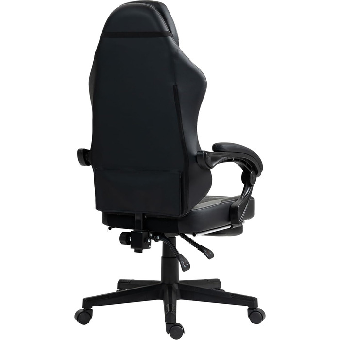 Чорно-сіре ігрове крісло - Підставка для ніг - Ергономічне - Регульована висота