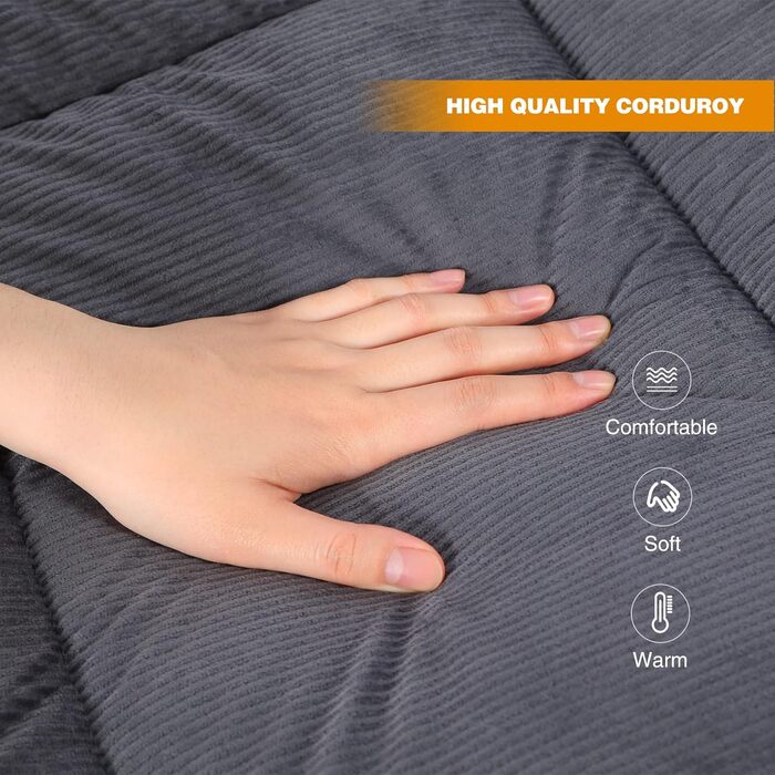 Розкладний матрац для походного ліжка 190 x 70 см, зручний, товстий бавовняний наматрацник з високоякісним поліестеровим наповнювачем, темно-сірий, L