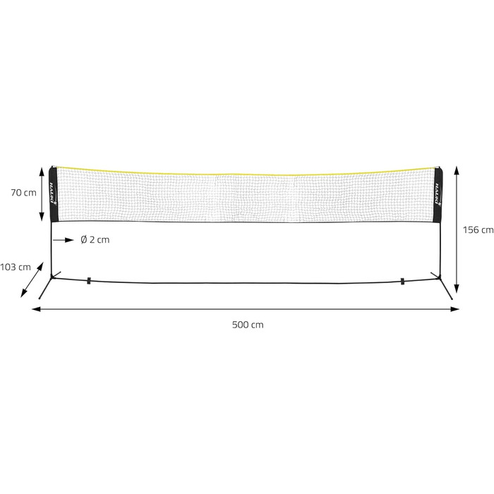Сітка для бадмінтону Hauki, тенісна сітка 400 см/500 см, чорна/синя, висота 156 см, комплект сітки для воланів, 3 волани, сумка для перенесення, міцна залізна рама, портативна волейбольна сітка, тренувальна сітка для приміщень та вулиці, чорна, 500 см