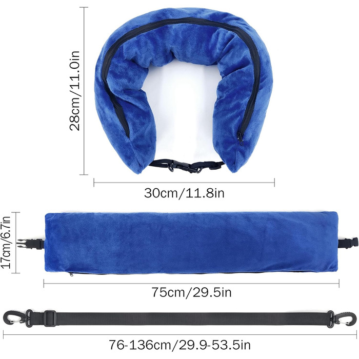 Подушка для шиї, що заповнюється, Літак, мяка плюшева подушка для подорожей, упаковка для подорожей, подушка для шиї, що пакується з одягом, Автомобіль, Подушка для літака, яку можна наповнити гаджетами для літака Без наповнювача
