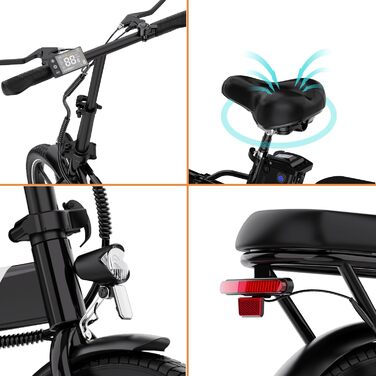 Електричний велосипед EVERCROSS для дорослих, 250 Вт, шини 16&quot/20&quot x 4.0 Fat, швидкість до 25 км/год та запас ходу 60-100 км, знімний акумулятор 36V/48V, гірський сніговий позашляховий електричний велосипед EK5 чорного кольору - макс. 60 км