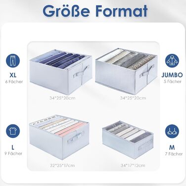 Органайзер для гардеробу, 6 предметів, для штанів, сорочок, спідньої білизни органайзер для шафи, система організації шухляд, органайзер для шухляд, 6 предметів (34*17*12 см - 7 відділень)