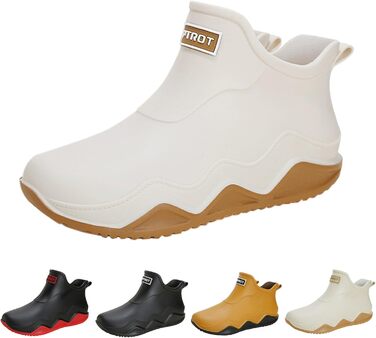 Гумові чоботи BILIKEYU для жінок та чоловіків, плоскі, нековзні, водонепроникні гумові чоботи для роботи, риболовлі, миття автомобіля, кухні, гумові чоботи, короткі чоботи, розмір 38, білі