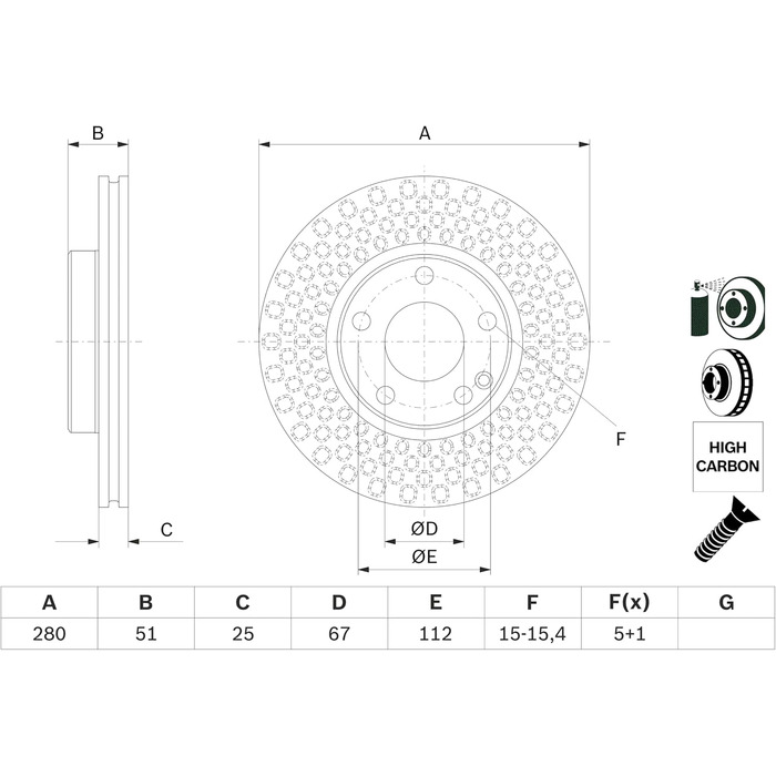 Гальмівні диски передні Bosch BD1687 280 мм комплект (2 шт.)
