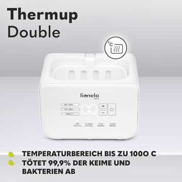 Подвійний підігрівач пляшок LIONELO THERMUP, підігрів 2 пляшок одночасно, підігрів молока за 3-5 хвилин, 6 режимів роботи, функція
