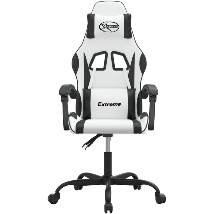 Ігрове крісло Gecheer Офісне крісло Ігрове крісло Ергономічне ігрове крісло Поворотне ігрове крісло Біле та чорне зі штучної шкіри