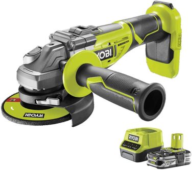 Безщіткова акумуляторна кутова шліфувальна машина Ryobi ONE 18 В R18AG7-0 з літій-іонним акумулятором 2,5 Ач та швидким зарядним п