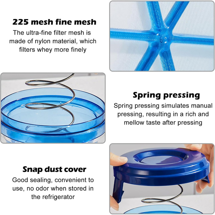 Ситечко для грецького йогурту Домашній фільтр для йогурту Йогуртова сироватка Сепаратор для сиру Прес для сиру Йогуртниця Йогуртова машина з сітчастими ситами, фільтрувальна тканина