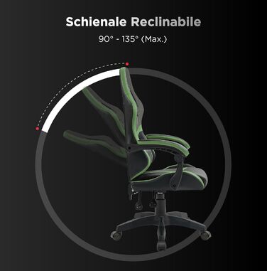 Ергономічне ігрове крісло Nuwo Odin, крісло для ПК, ігрове крісло, офісне крісло, м&39які підлокітники, регульована спинка та висота, поперекова підтримка та підголівник, 120 кг, військово-зелений, військово-зелена серія Odin