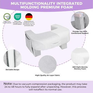 Подушка для читання Babenest для колін, підлокітник, ігрова подушка для роботи, регульована по висоті подушка для колін для дорослих, для сидіння в ліжку, дивані, підлозі (плюшево-сірий)