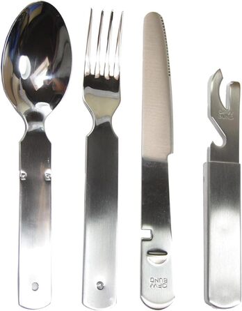 Невідомий набір столових приборів Збройних сил Німеччини. Оригінальний набір столових приборів з нержавіючої сталі. Польовий набір столових приборів. Оригінальні Збройні сили Німеччини. НОВИНКА, тепер із практичним неопреновим чохлом.