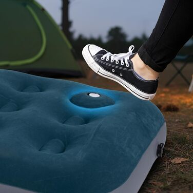 Надувний матрац AVENLI, надувне ліжко для кемпінгу з вбудованим ножним насосом для 1 особи, 1973x22 см, надувний матрац, гостьове ліжко, м&39яка спальна поверхня з флокованим чохлом, дорожнє ліжко для кемпінгу та дому