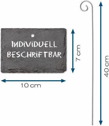 Знаки посадки шиферу Hoberg - набір з 10 Стійкий до погодних умов, багаторазовий Індивідуальне маркування рослин, трав і квітів Зі сталевими шипами Розміри 10 x 7 x 0,5 см Квадрат Прямокутник