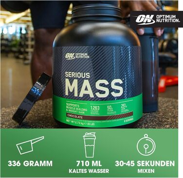 Гейнер для набору ваги Optimum Nutrition Serious Mass, порошок, шоколад, 5,45 кг (16 порцій)